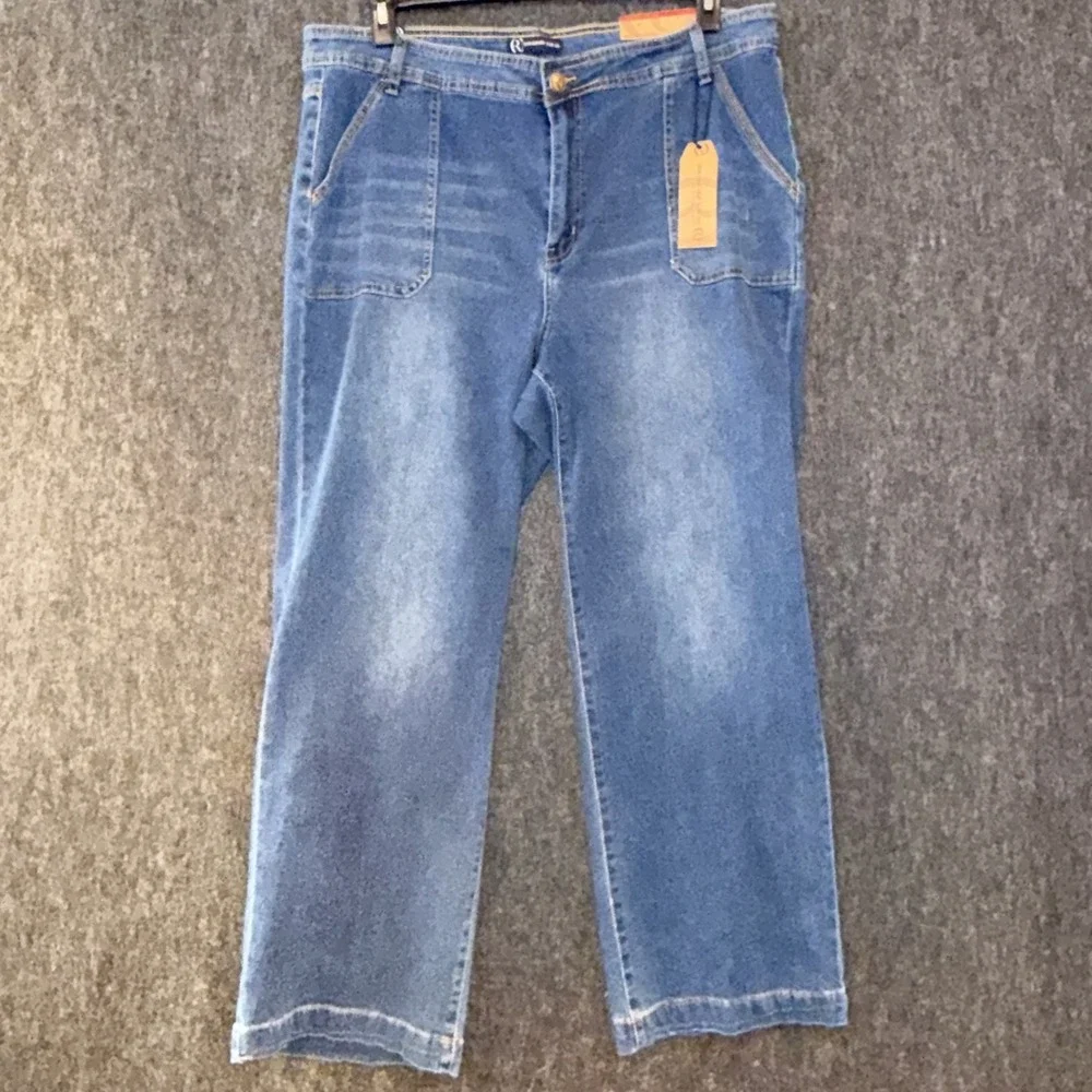 Our Republic For All‎ Womens 22W Mid Rise Trouser Jeans Wide Leg Blue Denim NWT